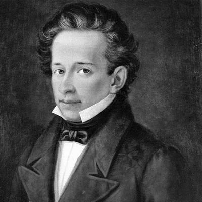 Retrato en blanco y negro de Giocomo Leopardi