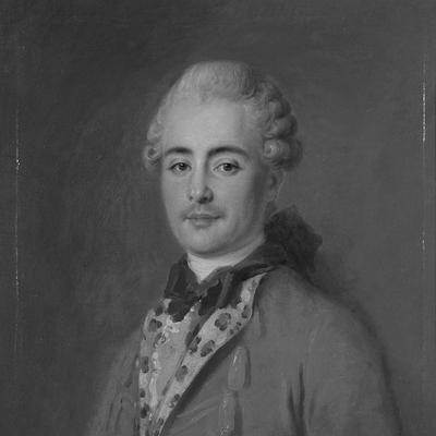 Retrato en blanco y negro de Jean F. De La Harpe