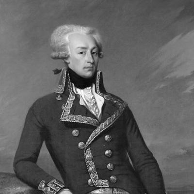 Retrato en blanco y negro de MÁrques De La Fayette (marie-joseph Motier)