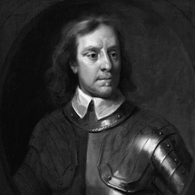 Retrato en blanco y negro de Oliver Cromwell